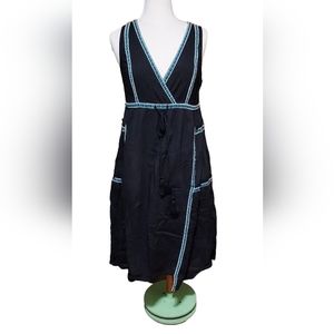 Sundance PS Midi Dress Tank Flowy Embroidered Black Blue Floral Plain Mo…